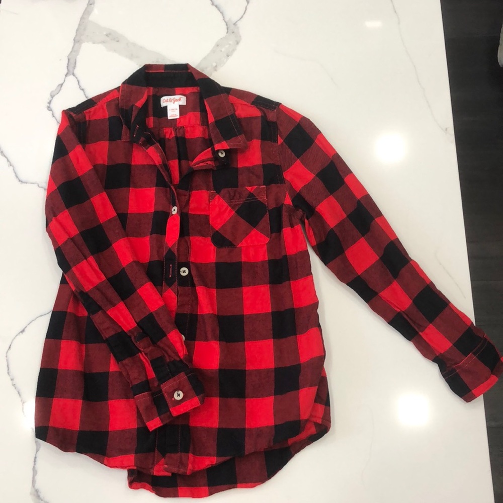 Cat and jack Red and black flannel button-down